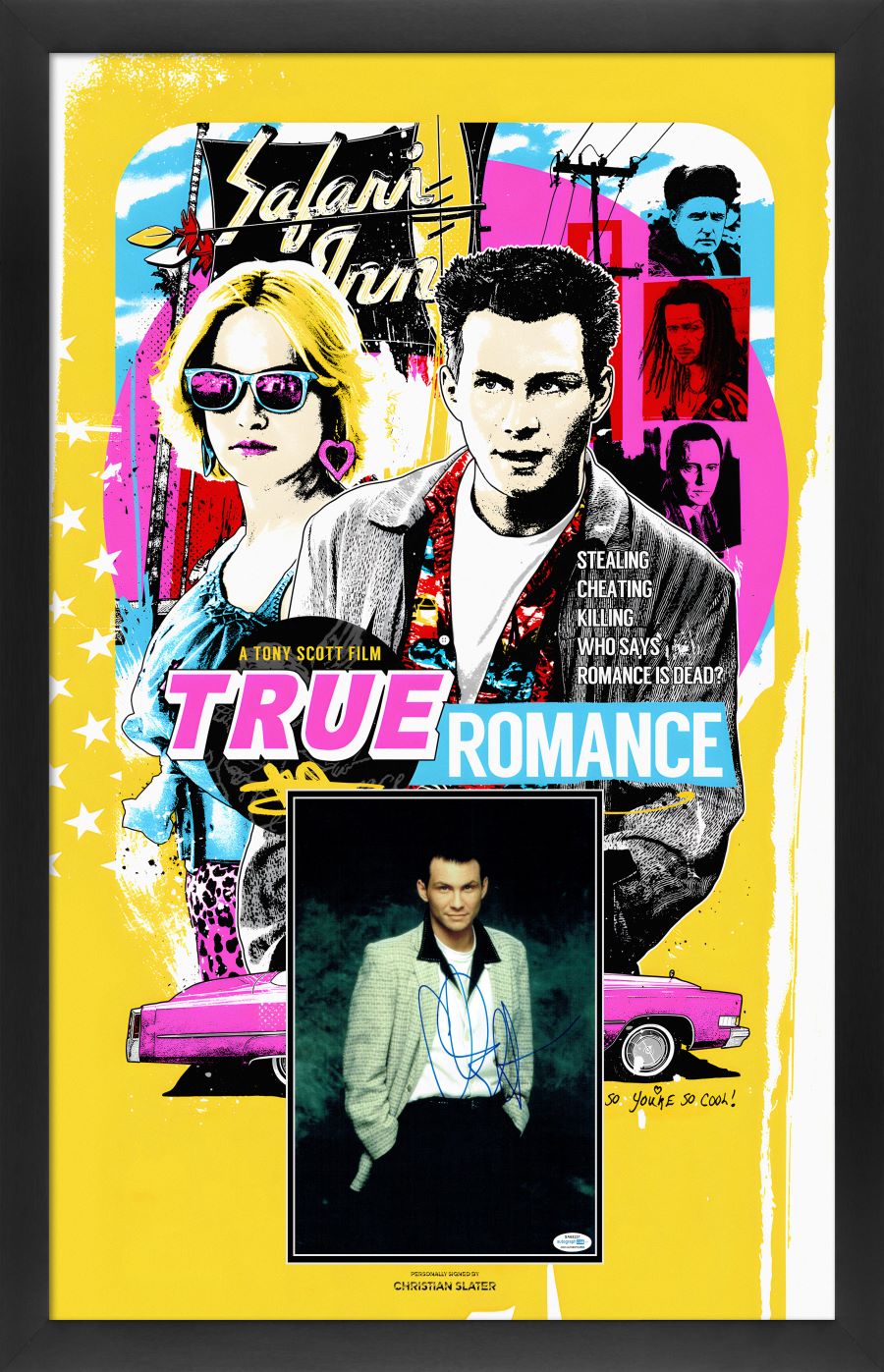 True Romance Framed Display Signed by Christian Slater - Memorabilia Framers Shop